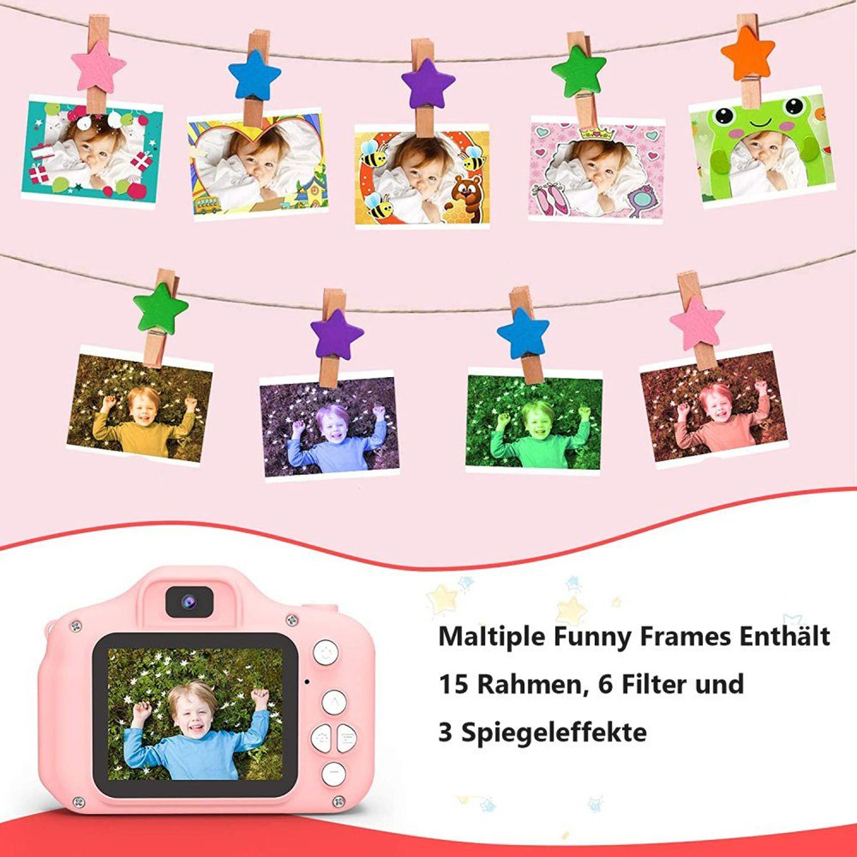 KINSI Kompaktkameras, Kreative Kinder DSLR-Kamera, Rosa Kinderkamera Kamera, LCD Spielzeug-Kamera