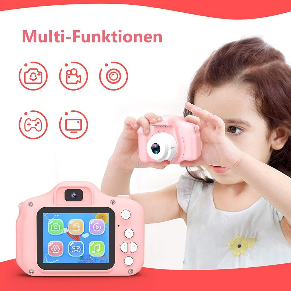 Rosa Kinder DSLR-Kamera, Kinderkamera LCD KINSI Kompaktkameras, Kamera, Spielzeug-Kamera Kreative