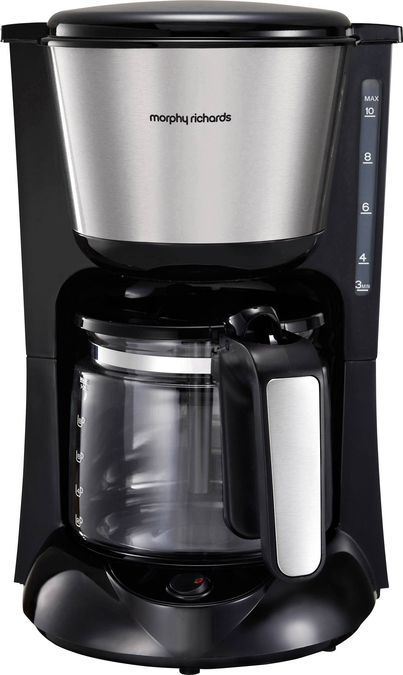 Czarny i srebrny ekspres do kawy na białym tle.