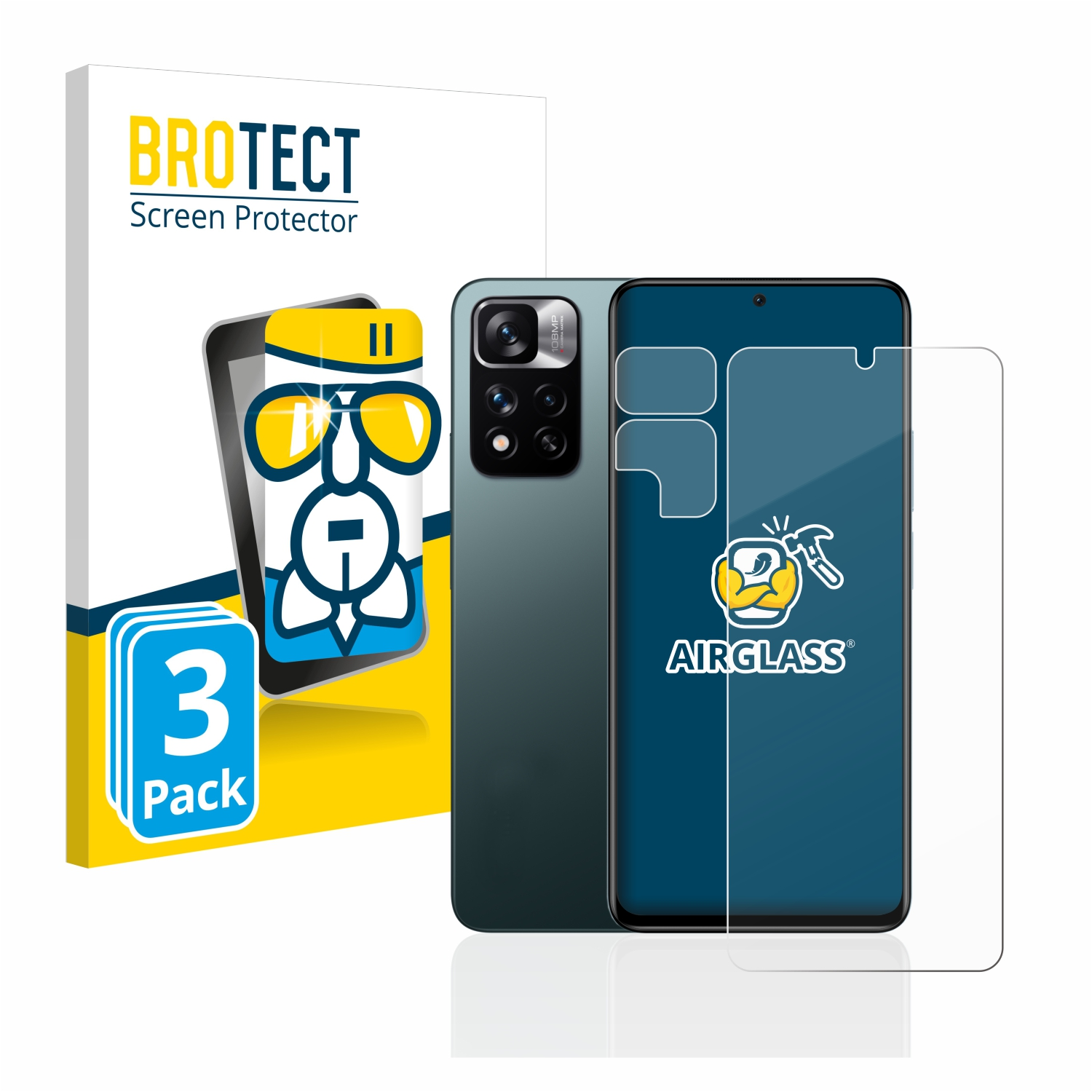 BROTECT 3x Airglass klare Schutzfolie(für Pro+ Xiaomi Note 11 Redmi 5G)