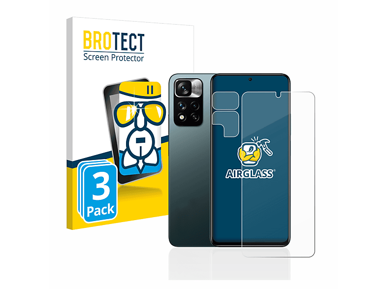 BROTECT 3x Airglass klare Schutzfolie(für Pro+ Xiaomi Note 11 Redmi 5G)