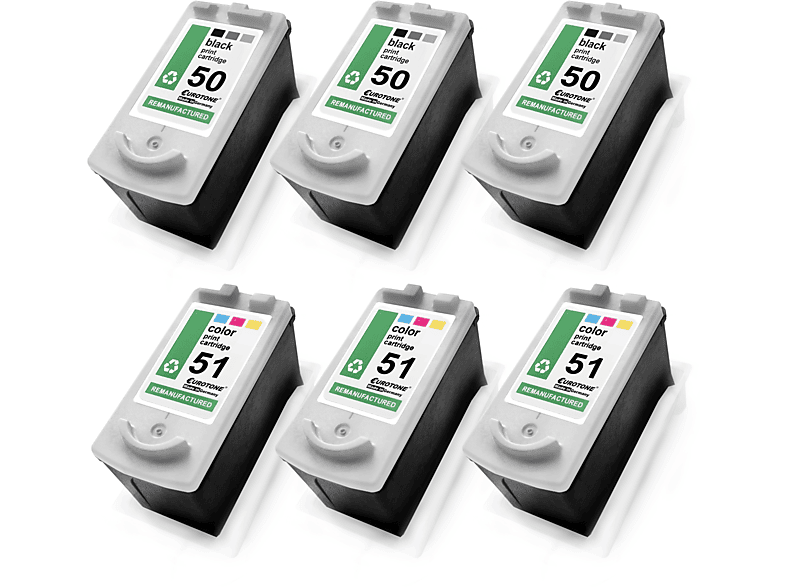 EUROTONE MP150 6er Set Ink Cartridge Mehrfarbig (Canon CL51 / 0618B001 PG50 / 0616B001)