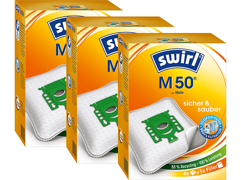 M EcoPor SWIRL 3er-Pack Staubsaugerbeutel 50