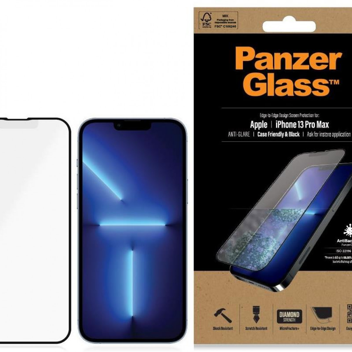 PANZERGLASS PanzerGlass Blendschutzfolie, Apple, iPhone 13 Max) Max, iPhone Displayschutz(für Apple Glas, Pro Pro 13 Schwarz