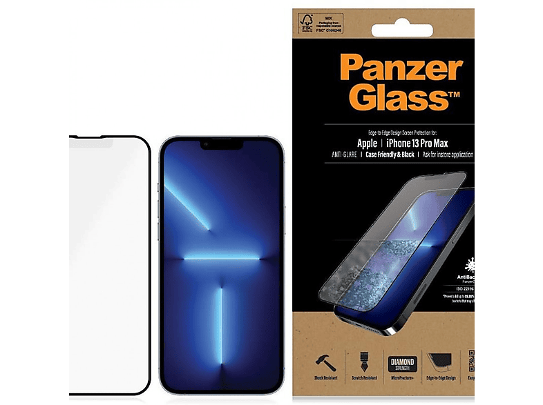 PANZERGLASS PanzerGlass Blendschutzfolie, Apple, iPhone 13 Max) Max, iPhone Displayschutz(für Apple Glas, Pro Pro 13 Schwarz