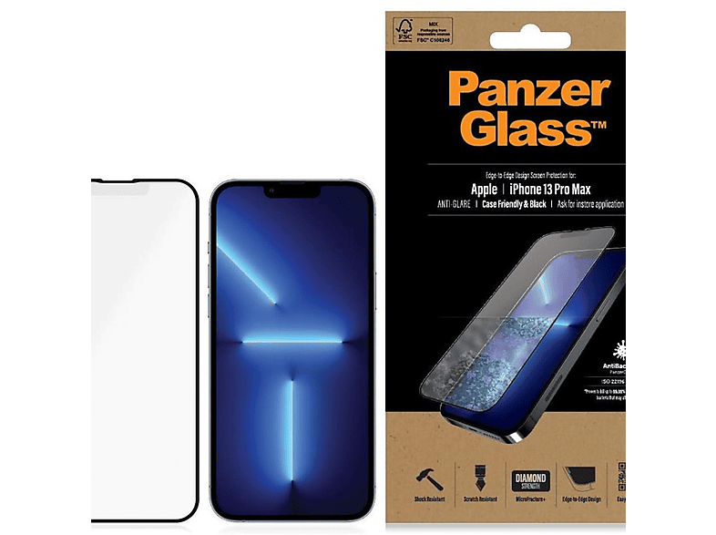 PANZERGLASS PanzerGlass Blendschutzfolie, Apple, iPhone 13 Pro Max, Glas, Schwarz Displayschutz