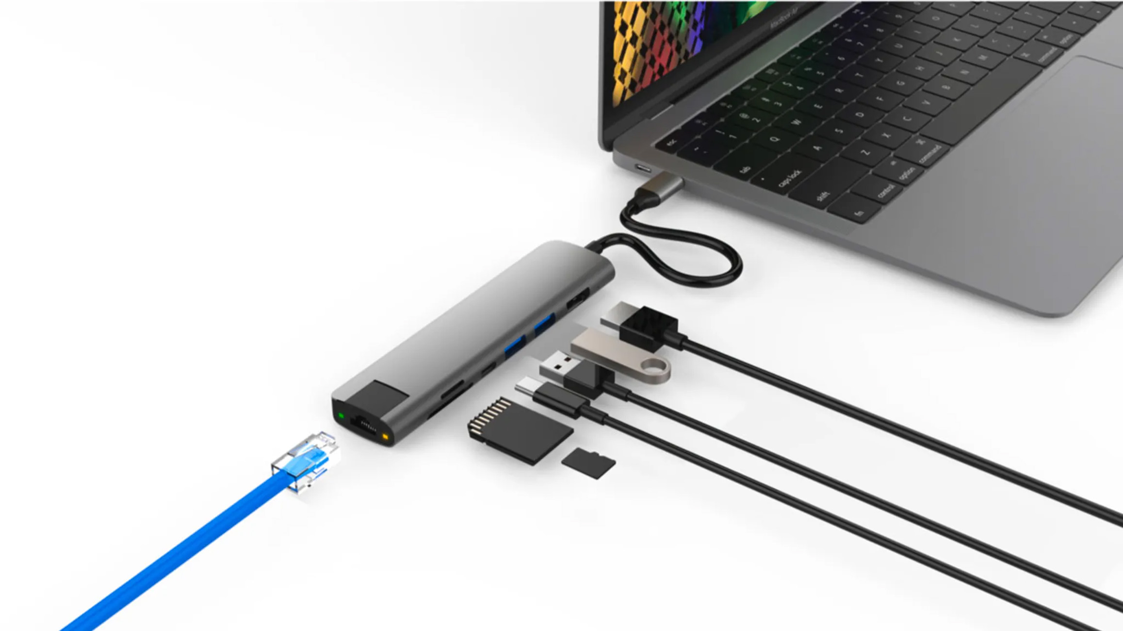 HYPER Drive Slab 7-in-1 USB Grau Dockingstation, Type-C