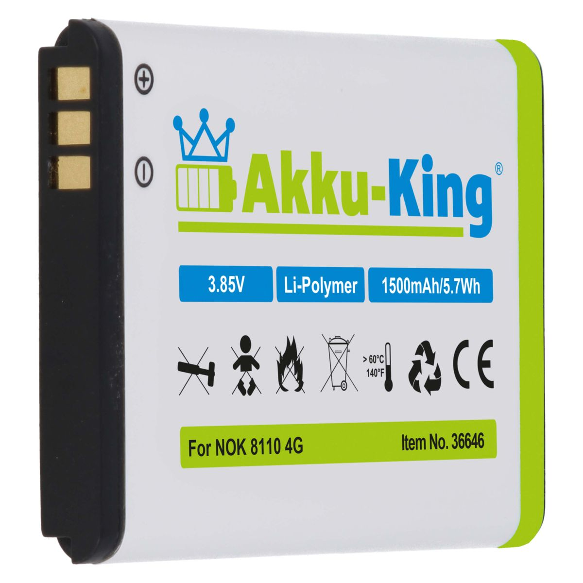 AKKU-KING Volt, 3.85 Nokia kompatibel mit Handy-Akku, Akku BV-6A 1500mAh Li-Ion