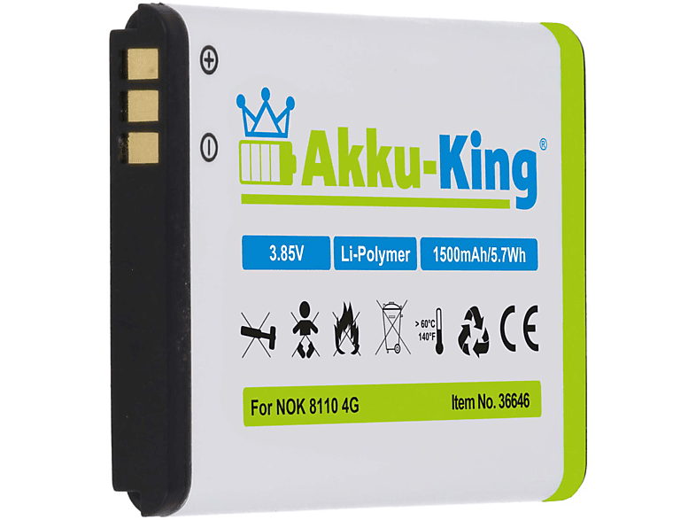 AKKU-KING Akku kompatibel mit 1500mAh 3.85 Nokia Volt, Handy-Akku, Li-Ion BV-6A