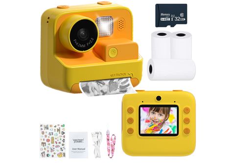 KINSI Gelb Polaroid, Druckkamera, 48 Megapixel Kinderkamera