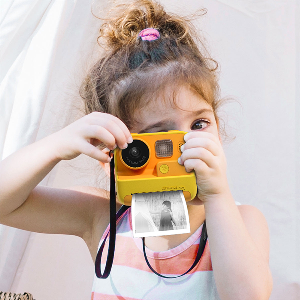 KINSI Gelb Polaroid, Druckkamera, 48 Kinderkamera Megapixel Gelb Sofortbildkamera, Polaroid