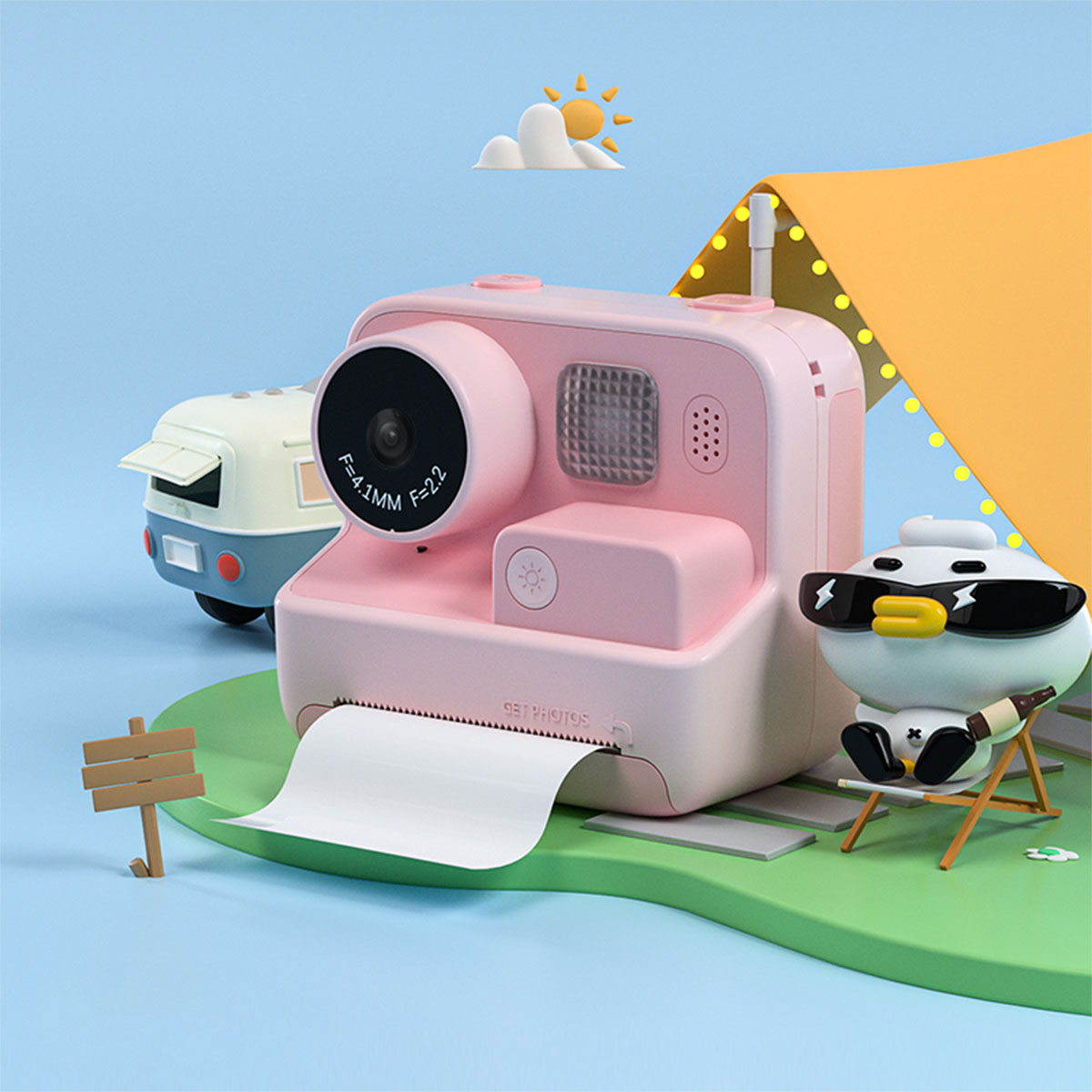 Spielzeugkamera, Druckkamera, Rosa KIND JA Polaroid Kinderkamera, 48 Megapixel Sofortbildkamera,