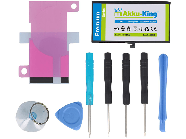 Li-Polymer Power-Akku AKKU-KING 3.83 für 3320mAh Handy-Akku, 12 Volt, iPhone
