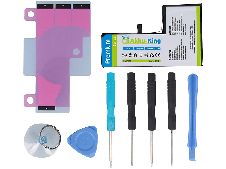 AKKU-KING Li-Polymer Handy-Akku, 3.81 Power-Akku iPhone Volt, XS 3100mAh für