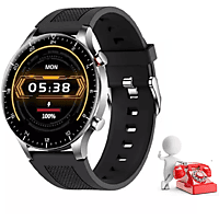 MIRUX NY19S Watch Fitness Tracker Telefonfunktion Rund Gehäuse Silber Smartwatch Silikon, 240mm, Schwarz Silber Pink