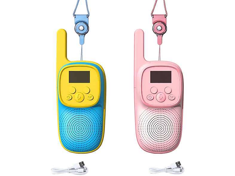 KIND JA Gegensprechanlage, Kinderspielzeug, 2 Stück, Mit LCD-Taschenlampe Walkie Talkies Rosa + Blau