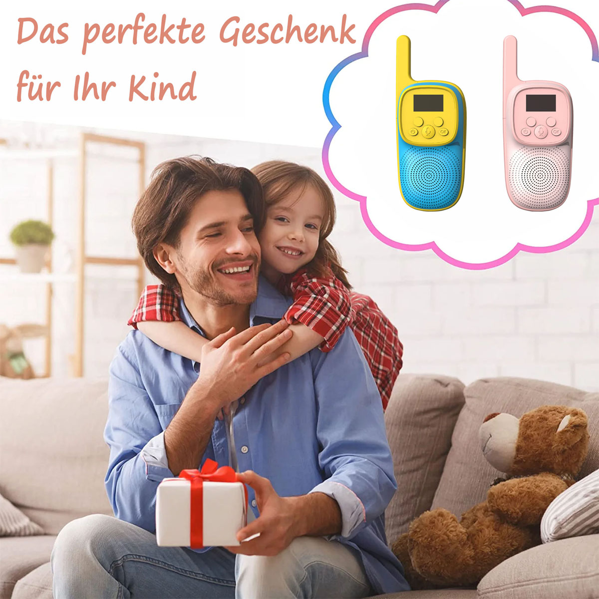 KIND 2 Rosa Kinderspielzeug, Mit LCD-Taschenlampe Talkies Stück, Walkie JA Blau + Gegensprechanlage,