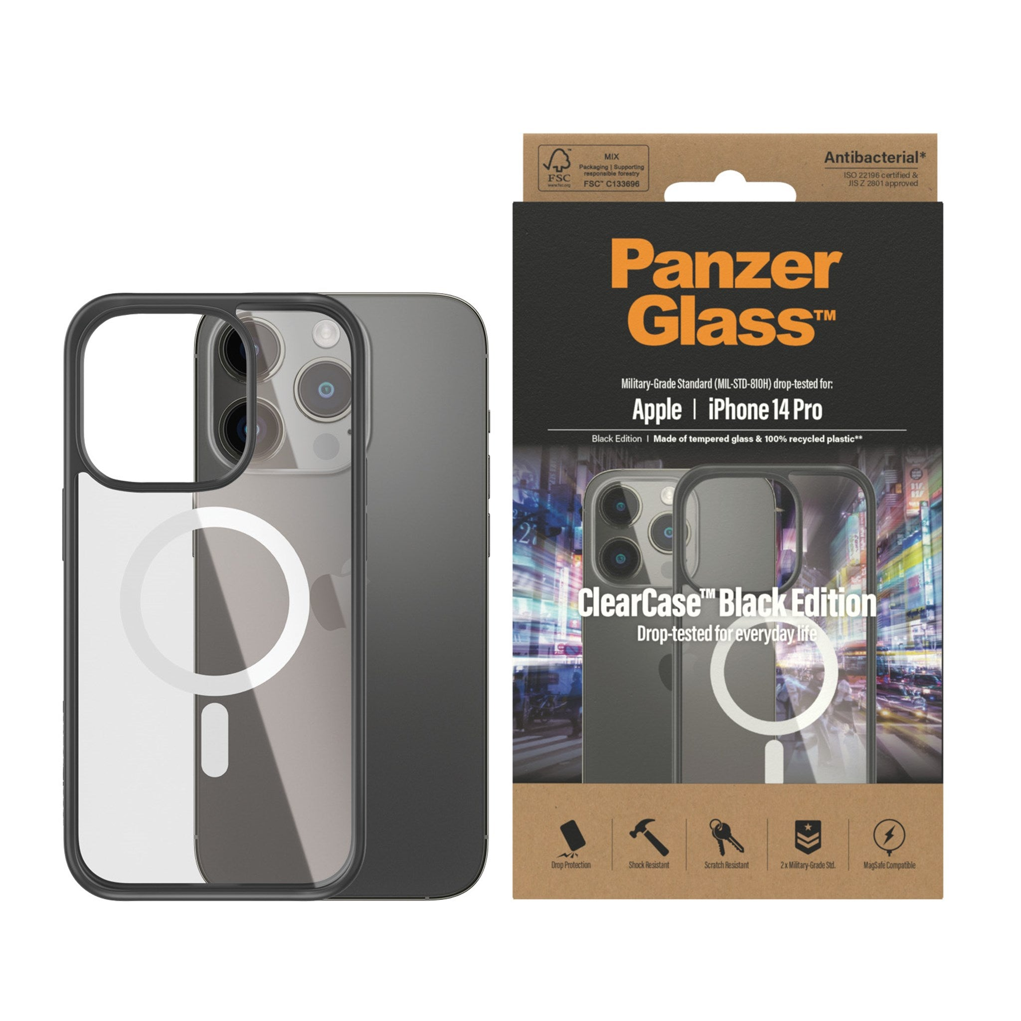 PANZERGLASS ClearCase MagSafe, Backcover, Pro, 14 Apple, Transparent iPhone