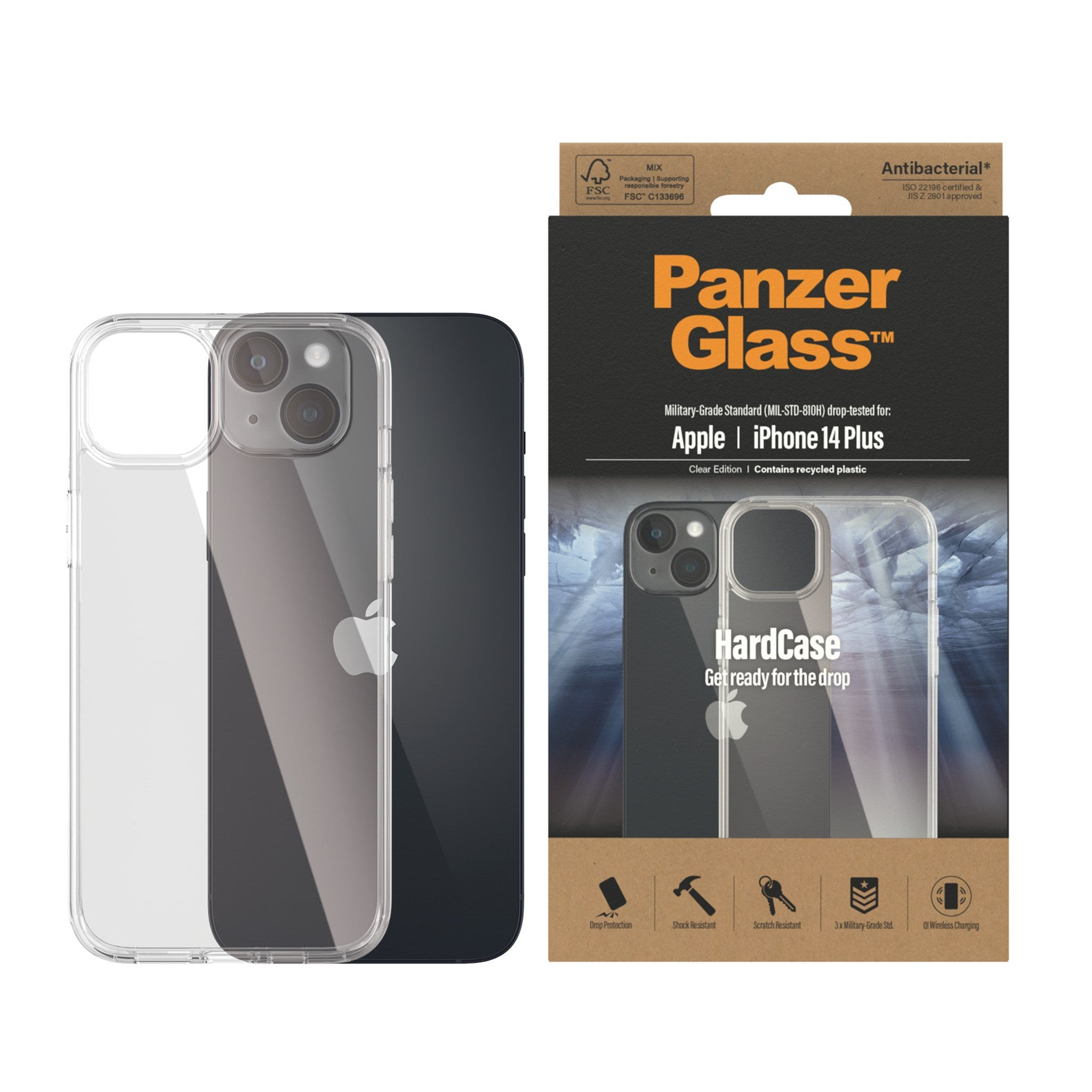 PANZERGLASS HardCase, Backcover, Apple, 14 Transparent Plus, iPhone