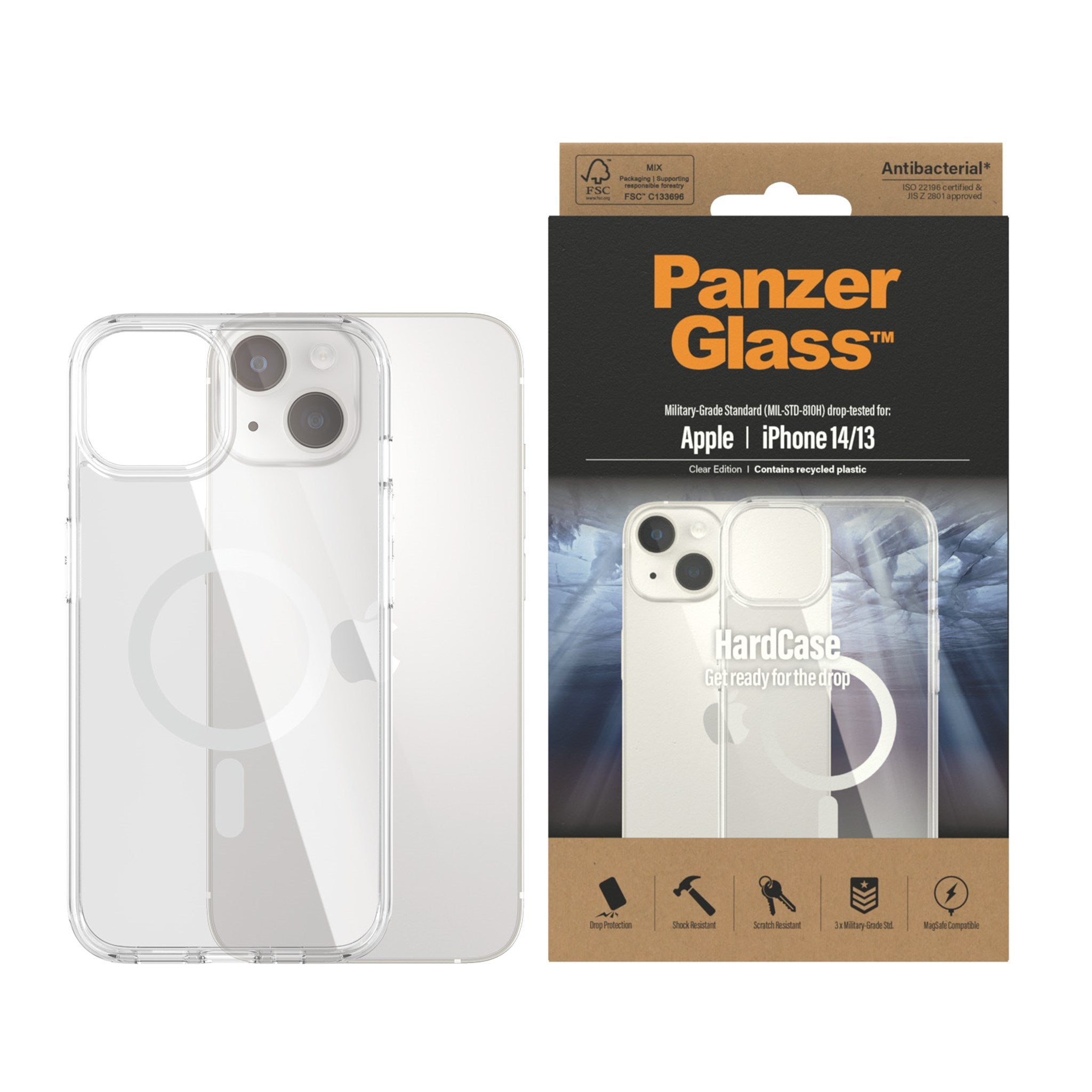 PANZERGLASS HardCase MagSafe, Apple, iPhone 14 | 13, iPhone Transparent Backcover