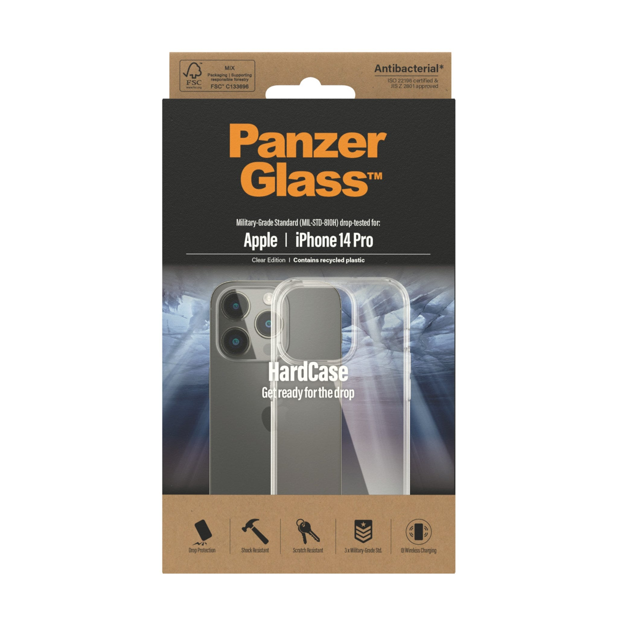 PANZERGLASS HardCase, Backcover, 14 iPhone Pro, Apple, Transparent