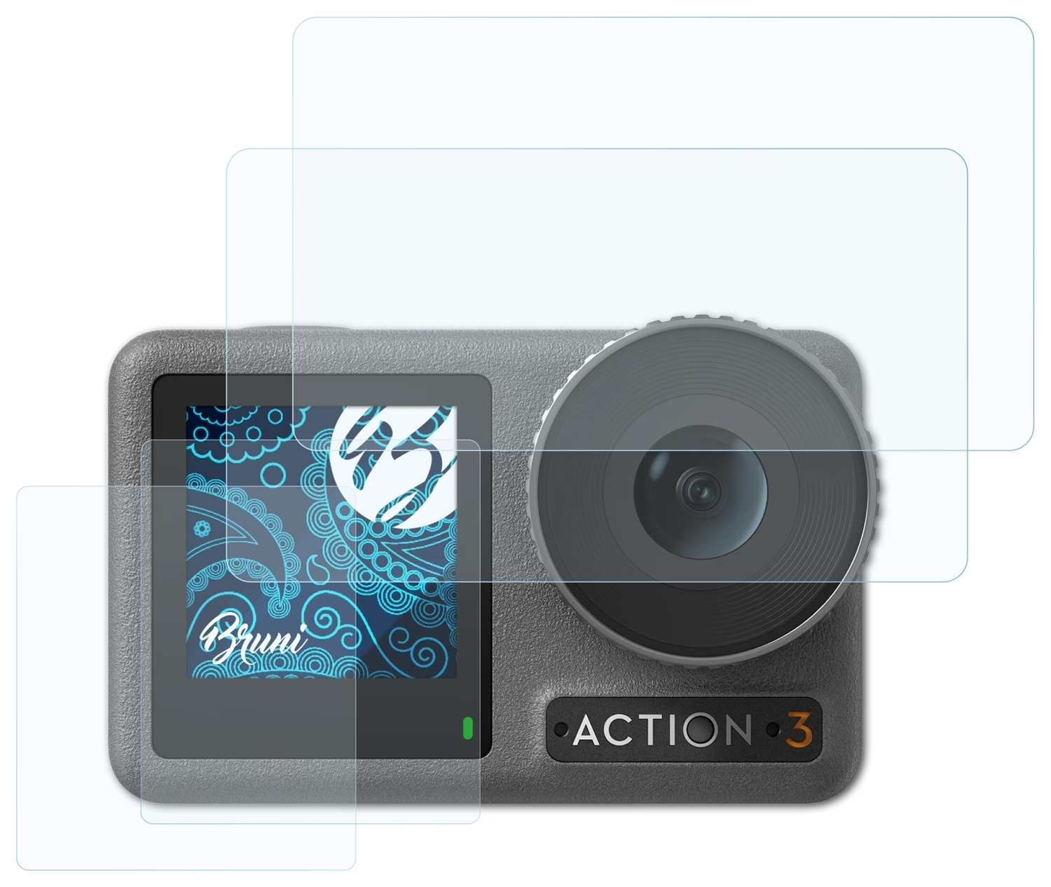 DJI 2x Osmo Action BRUNI 3) Schutzfolie(für Basics-Clear