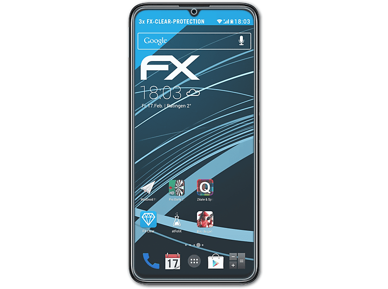 Wiko FX-Clear T3) ATFOLIX 3x Displayschutz(für