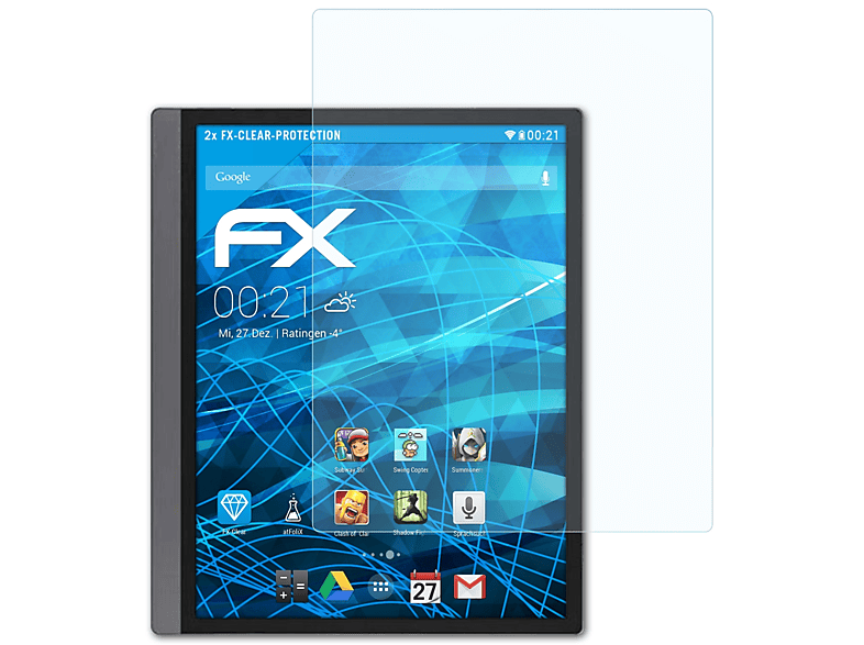 Top-Event ATFOLIX 2x FX-Clear Ultra) BOOX Displayschutz(für Tab