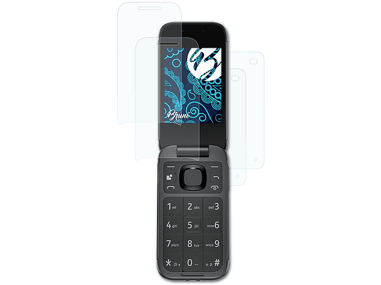 BRUNI 2x Basics-Clear 2660 Schutzfolie(für Flip) Nokia