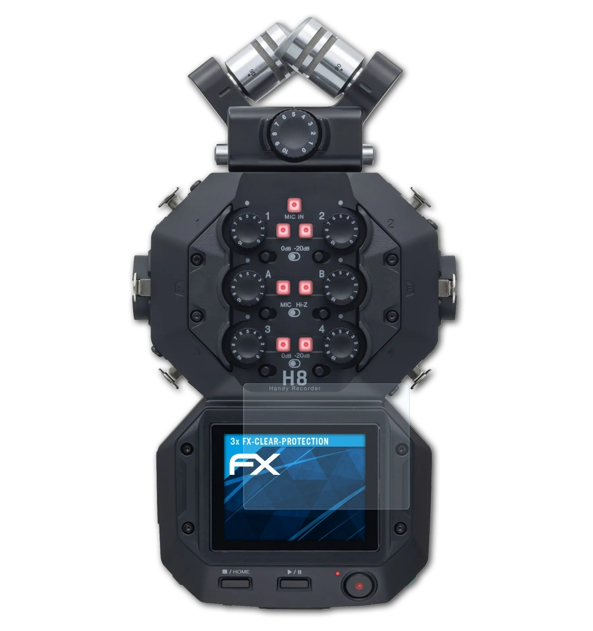 ATFOLIX 3x FX-Clear Displayschutz(für Zoom H8)