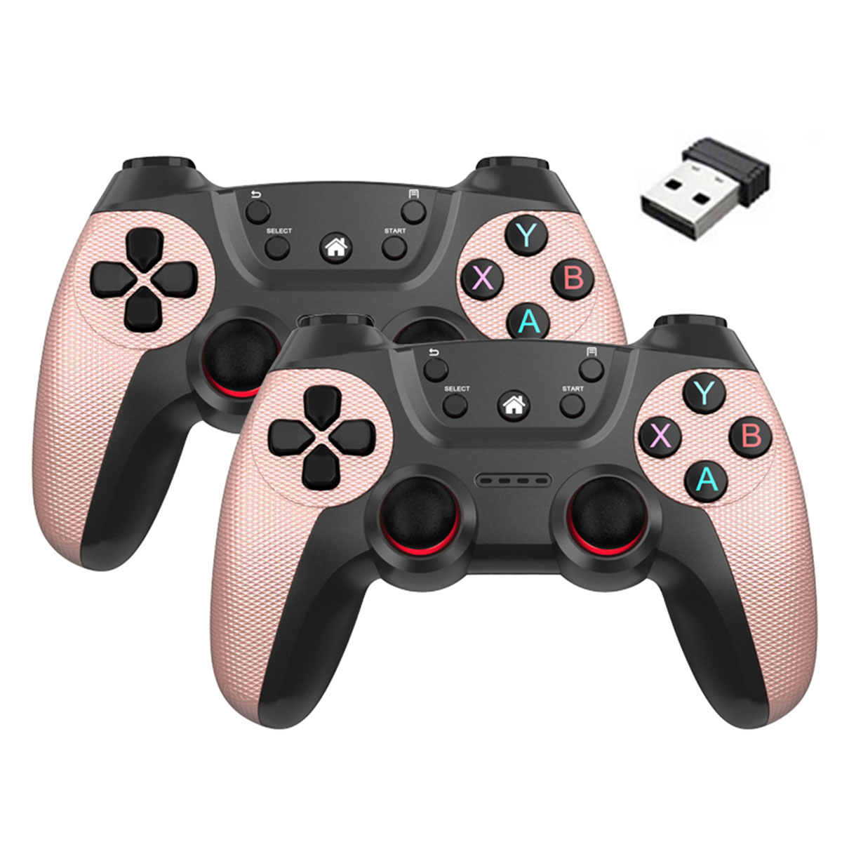 Gamepad,Android-Controller,Gamepad,2.4G,für Doppeltes Controller RESPIEL PC,Android Wireless Rosenrosa