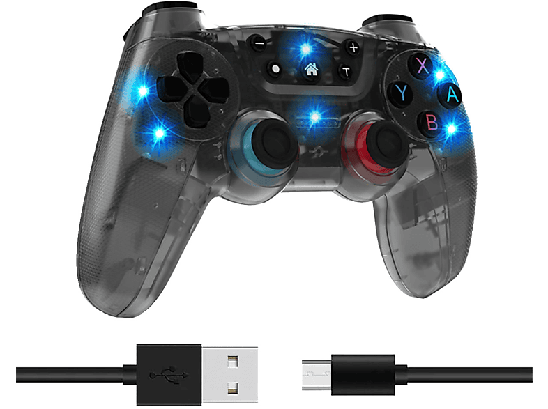 7-Farben-Lichteffekt Switch für Gamepad, Wireless Controller mit Gamepad, Gamepad, 7-Farben-Licht TADOW Schwarz