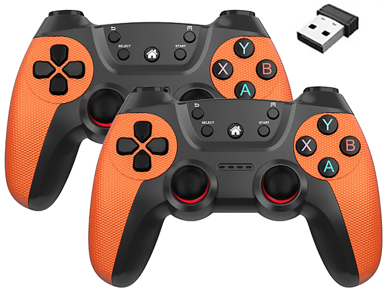 RESPIEL Doppeltes Gamepad,2.4G Wireless,Android-Controller,für Kräftiges PC,Android Orange Controller