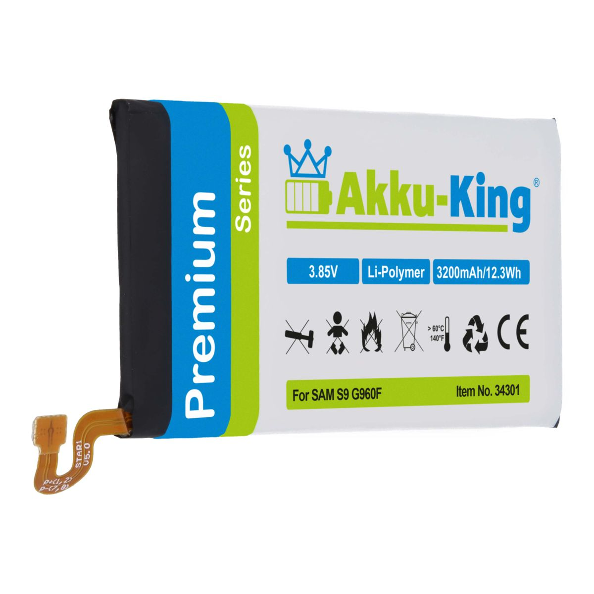 AKKU-KING Akku kompatibel mit Samsung 3.85 EB-BG960ABE Handy-Akku, Volt, Li-Polymer 3200mAh