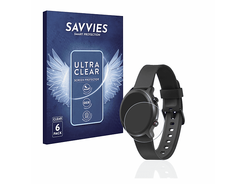 SAVVIES 6x klare Schutzfolie(für Doro Watch) | Smartwatch Schutzfolien & Gläser