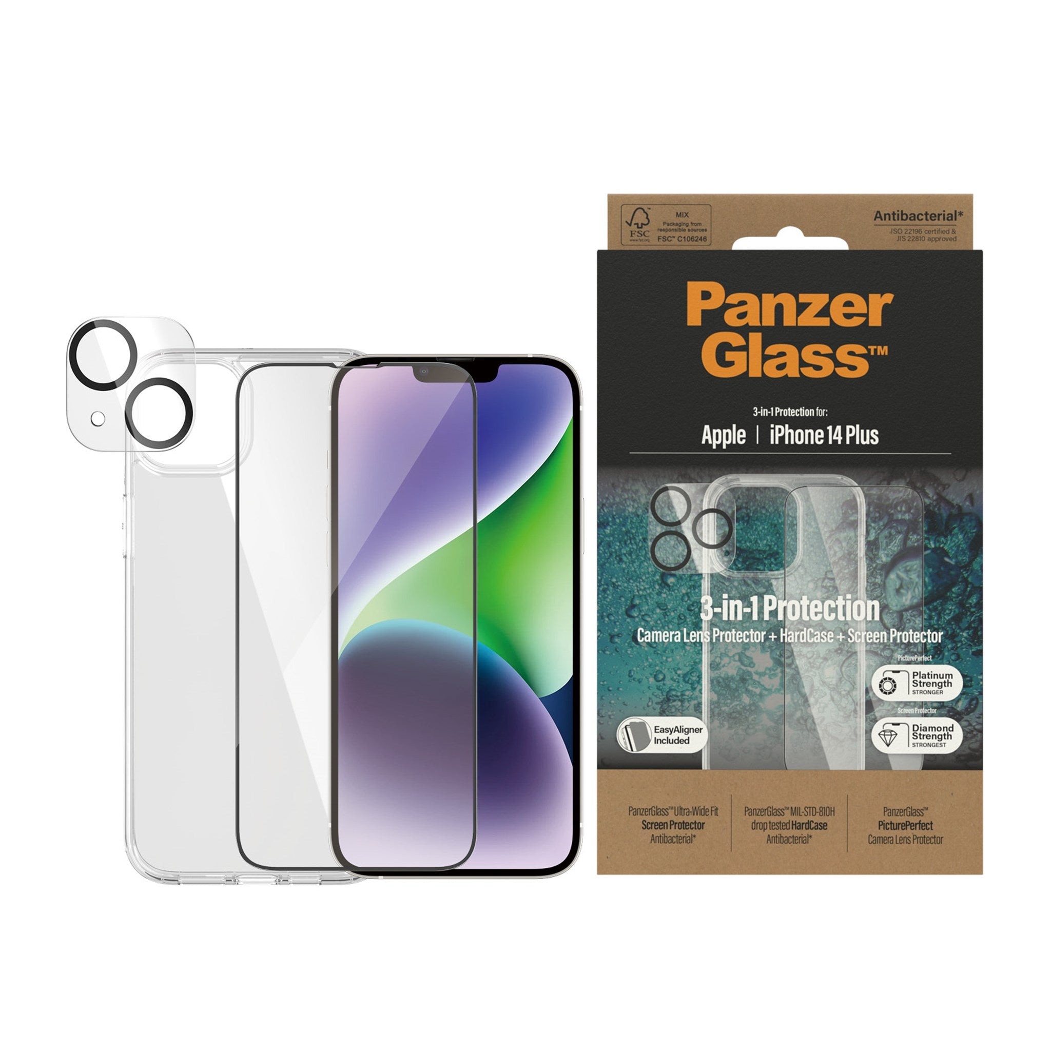 14 PANZERGLASS Schutz-Set iPhone 3-in-1 Apple Plus) Displayschutz(für