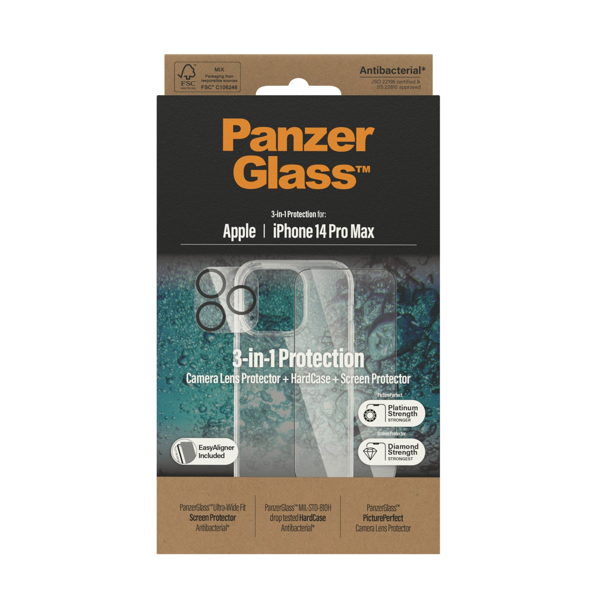 Apple PANZERGLASS Displayschutz(für iPhone 14 Max) Pro 3-in-1 Schutz-Set