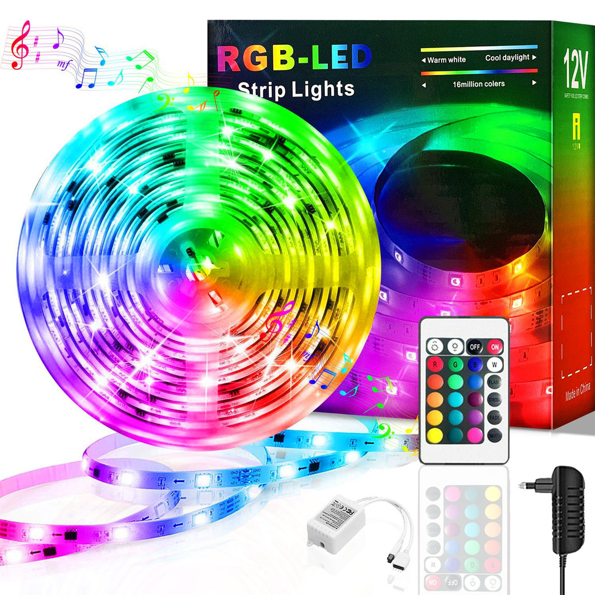 LED-Lichtband Infrarot-Fernbedienung, Leuchtstreifen IR, Lichtleiste 5 Meter Farbig LED mit RGB DEDOM Intelligentes