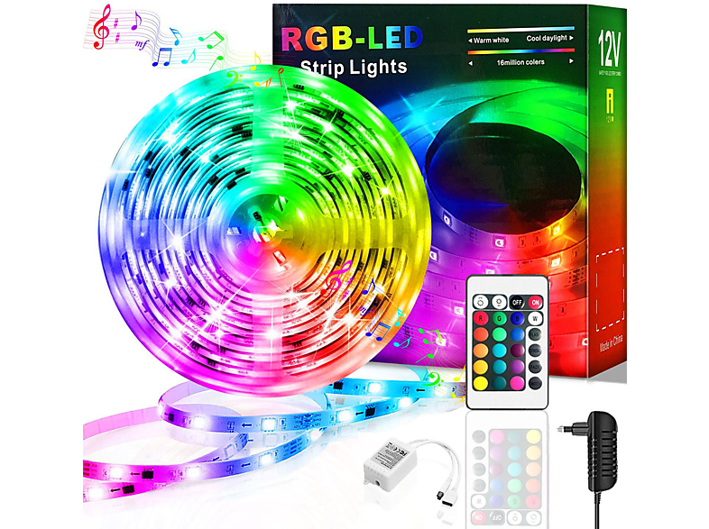 DEDOM Lichtleiste IR, Intelligentes Leuchtstreifen mit 5 LED-Lichtband Infrarot-Fernbedienung, Meter RGB Farbig LED