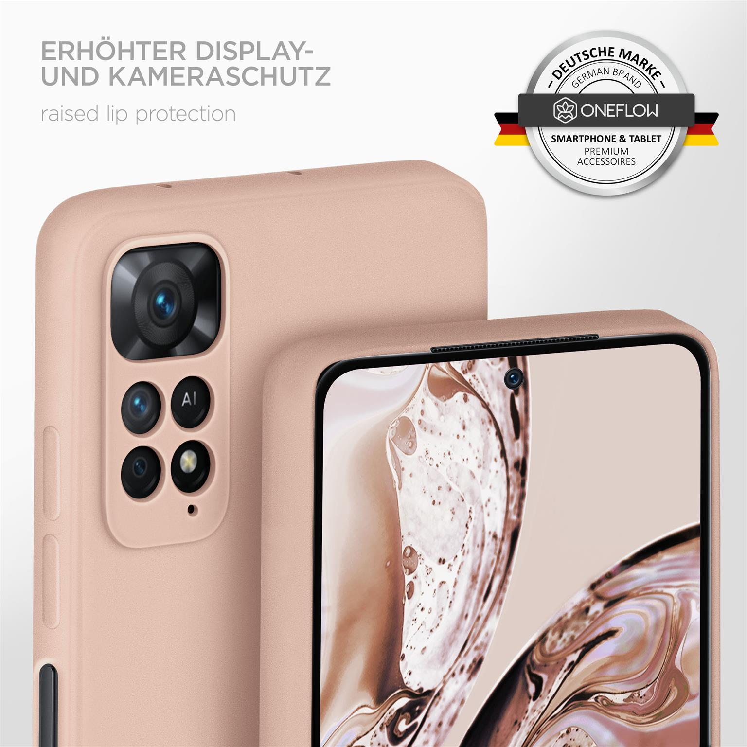 11 Backcover, Rosé Case, Note Redmi ONEFLOW Soft Sand Xiaomi, Pro,