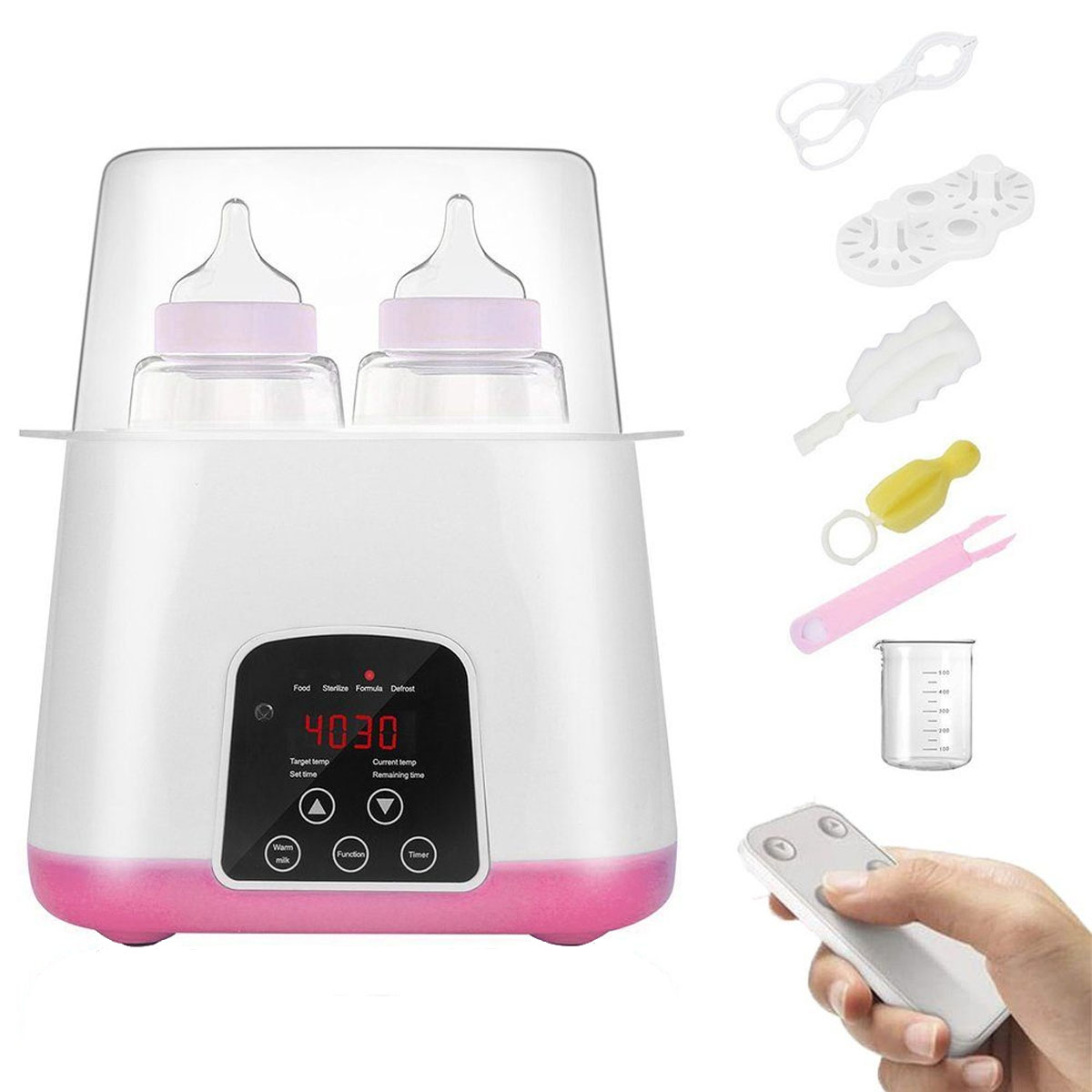 BABY JA Milcherwärmer, Babykostwärmer 1 24h, in 6 Konstante Temperatur in LED-Display, Babyflaschenwärmer Weiß