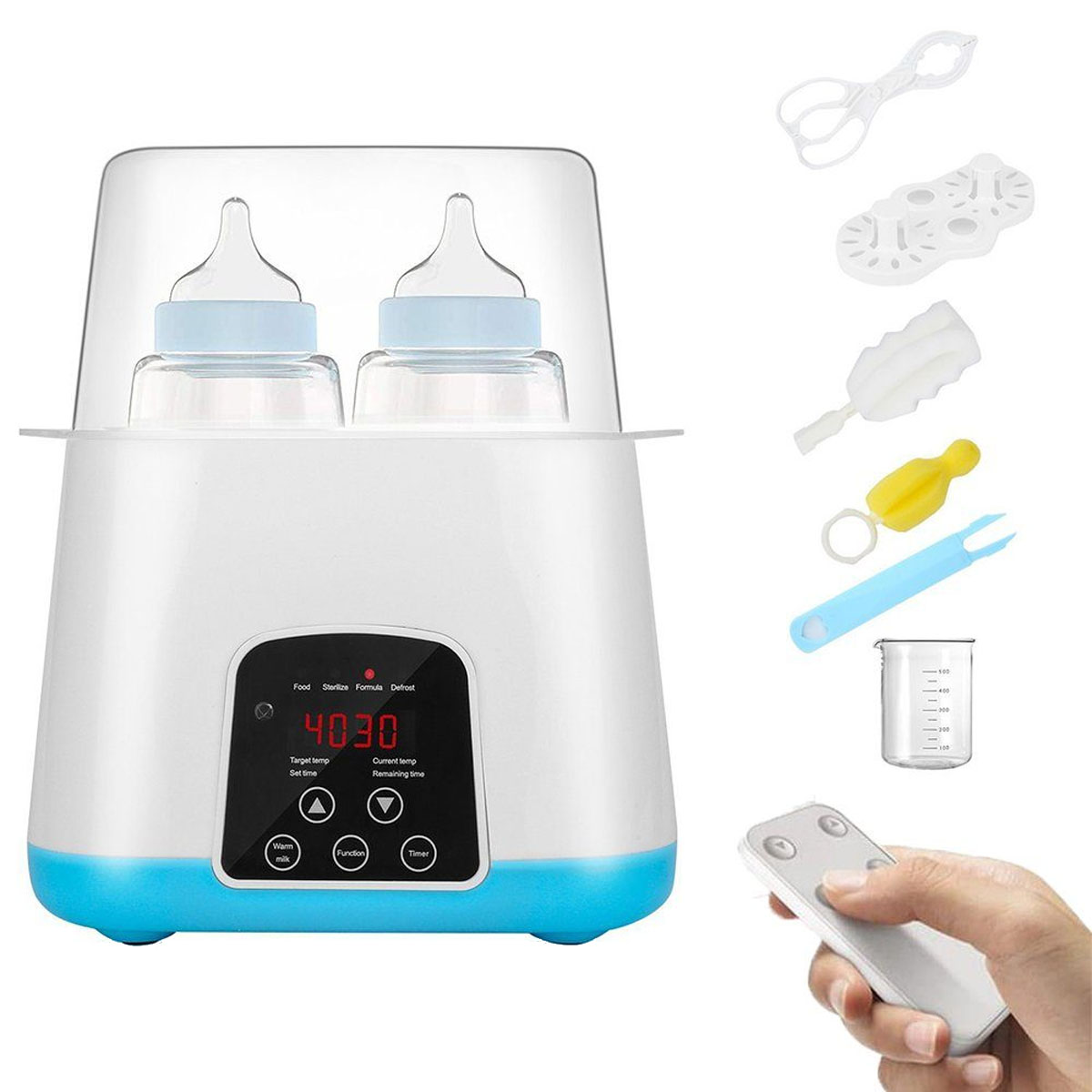 BABY JA in 6 Babykostwärmer Babyflaschenwärmer LED-Display, 24h, in 1 Milcherwärmer, Weiß Temperatur Konstante