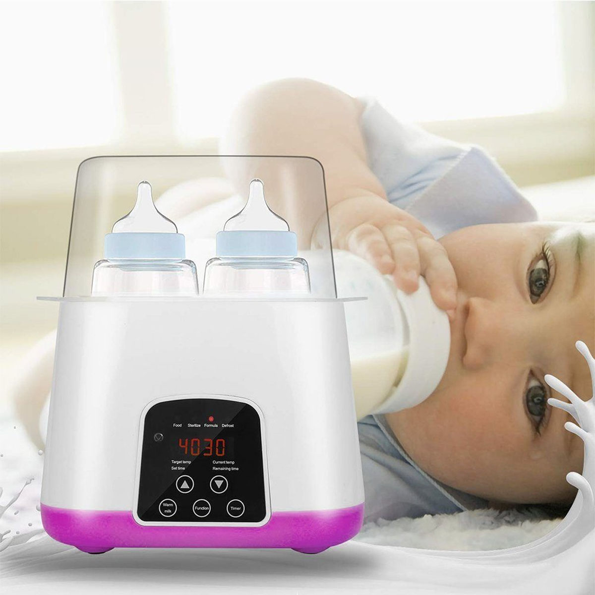 BABY JA Milcherwärmer, in Konstante 1 Weiß Babyflaschenwärmer 24h, LED-Display in Babykostwärmer, Temperatur 6