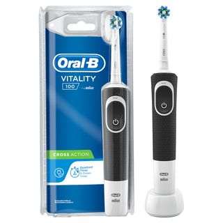 ORAL-B Vitality 100 Black CrossAction Elektrische Tandenborstel Powered By Braun Elektrische tandenborstels Zwart, Wit