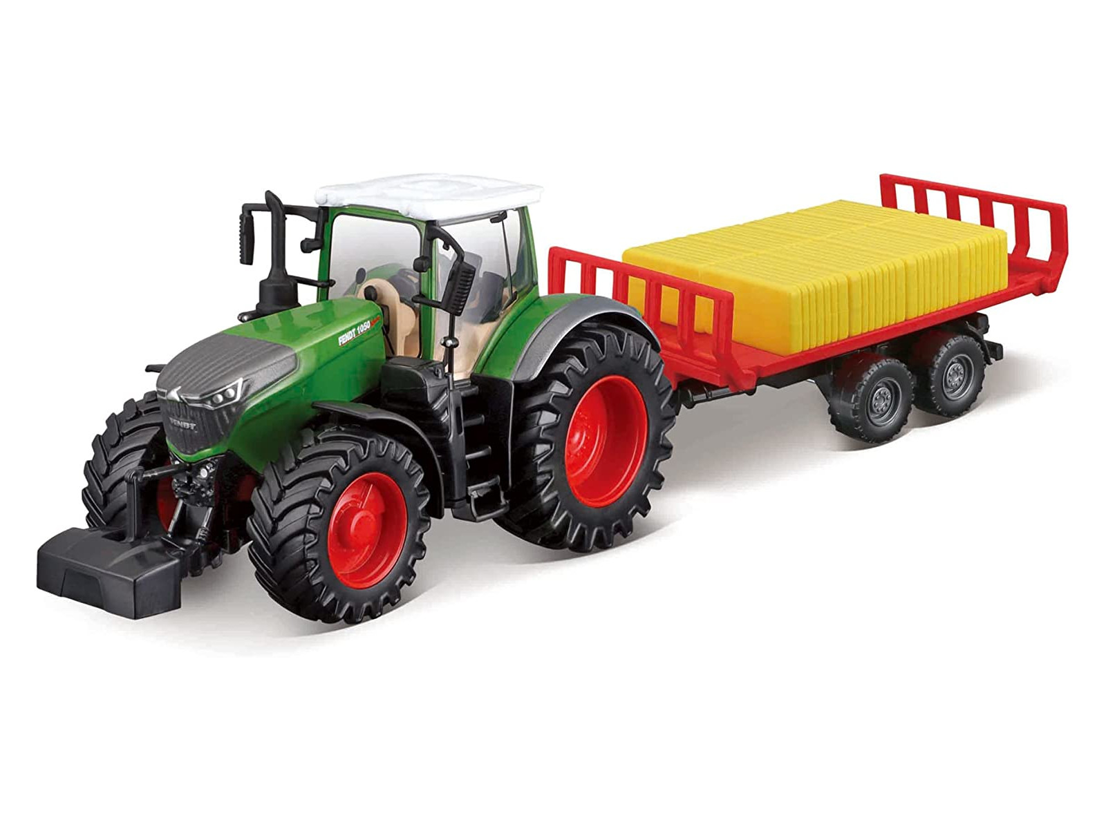 BBURAGO 18-31674 mit Fendt Traktor (10cm) Spielzeugauto - 1050 Vario Heuballentransporter 