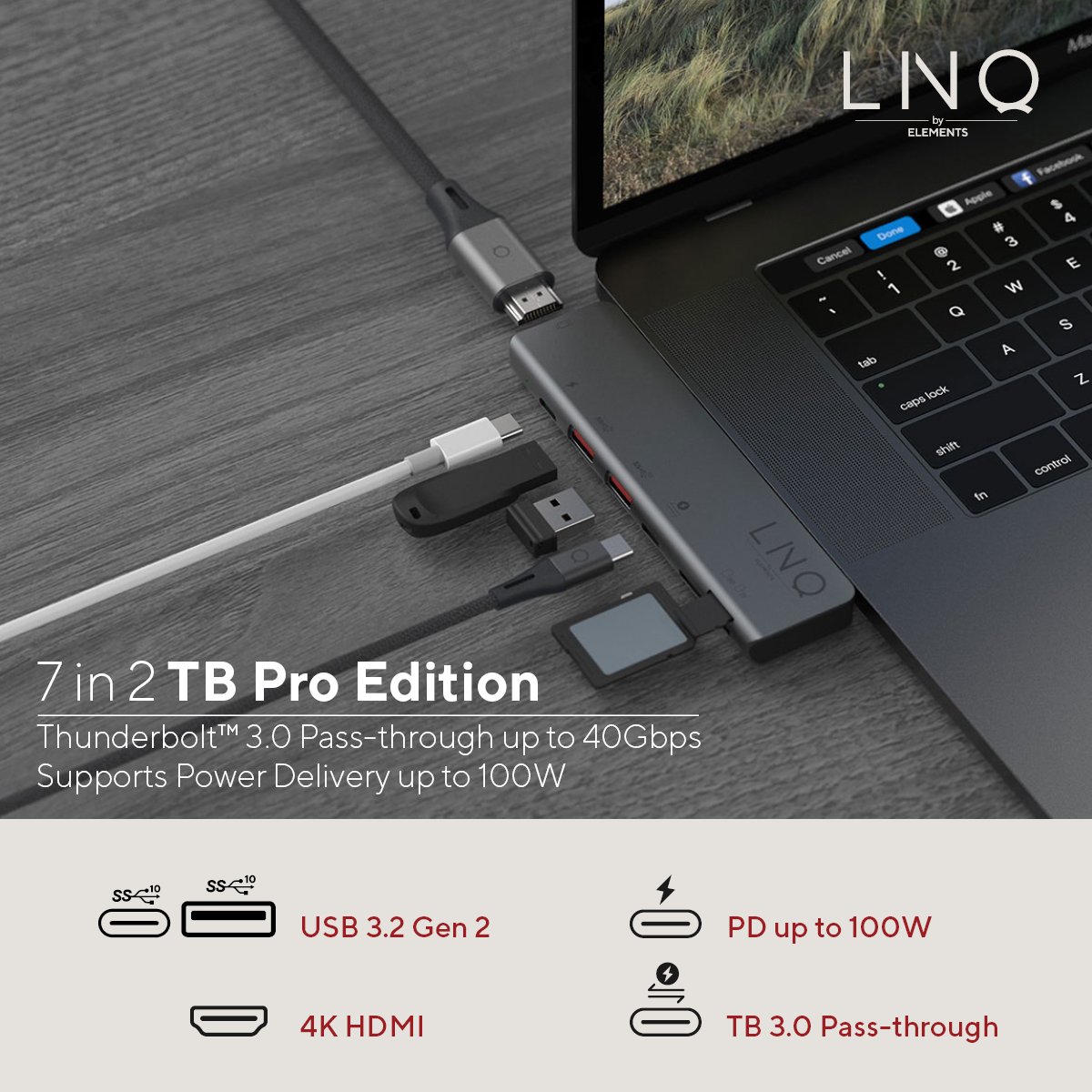 USB-C LINQ 7in2 Hub, Grey Pro,