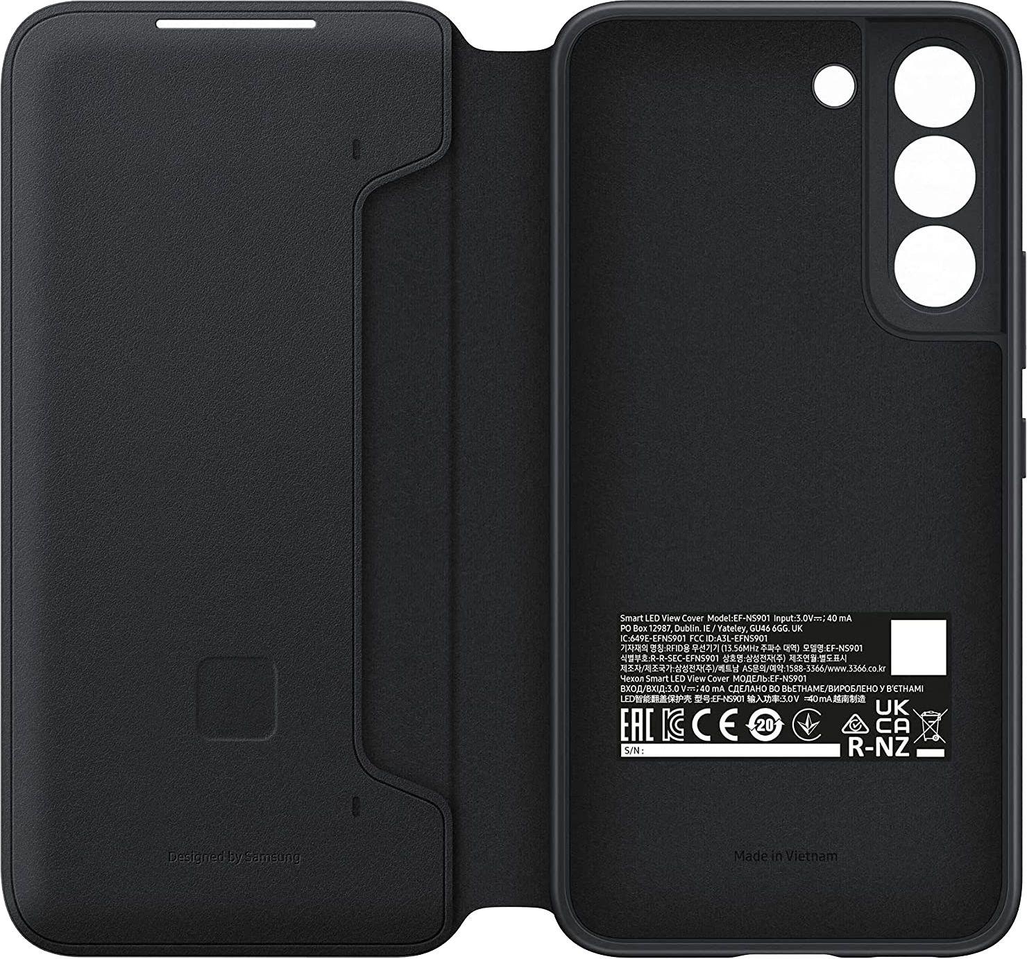 Galaxy SAMSUNG Bookcover, S22, Samsung, Cover LED-View Series, Schwarz