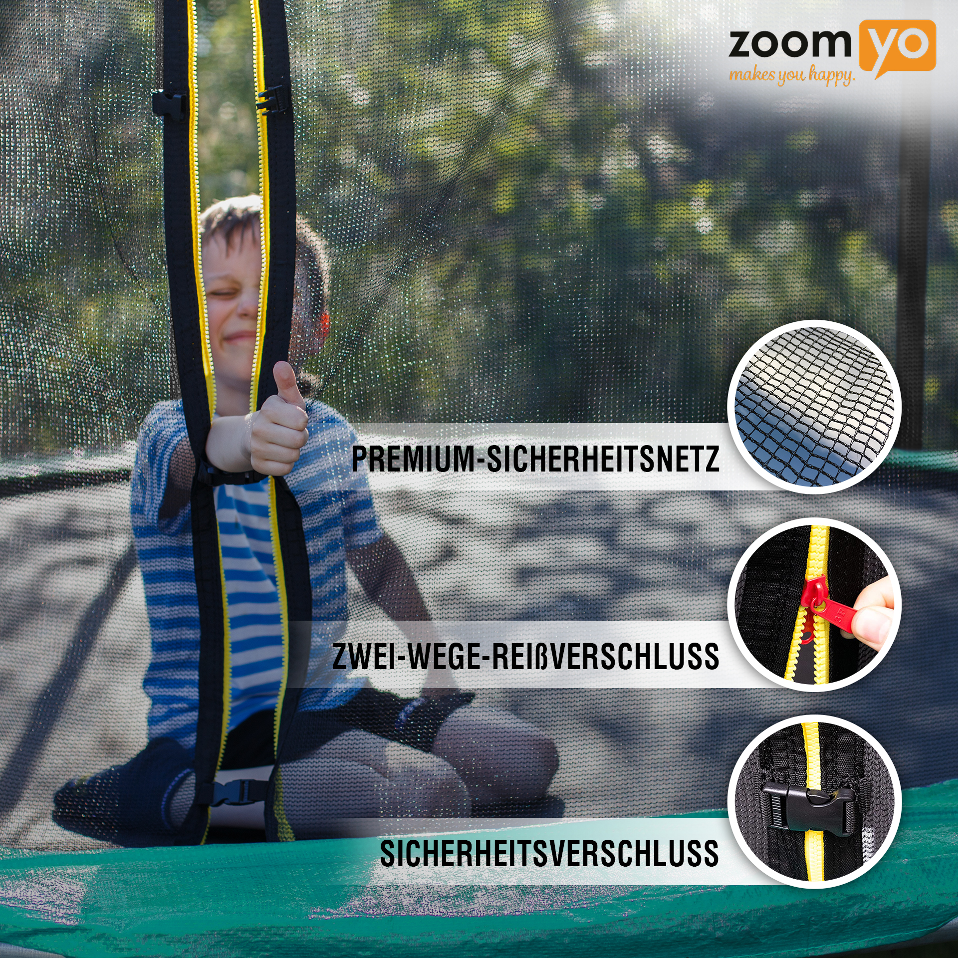 Trampolin,oval,Leiter separat Trampolin, erhältlich,für komplexe Sprungtechniken schwarz-Grün ZOOMYO