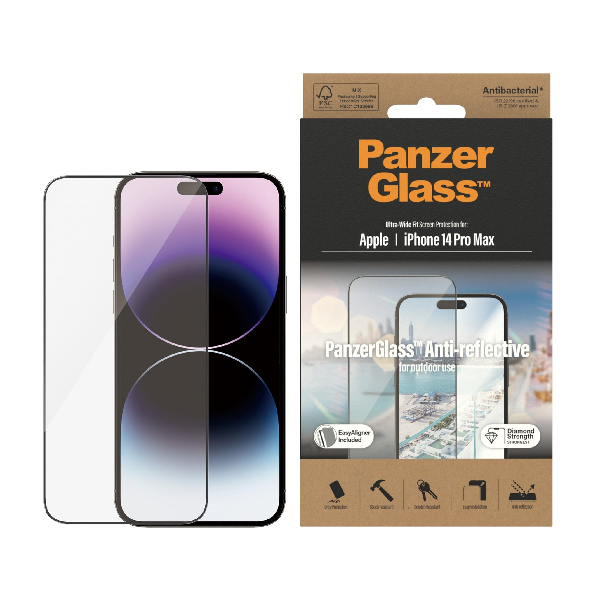 PANZERGLASS Ultra-Wide Fit Displayschutz(für Apple 14 Max) Pro iPhone