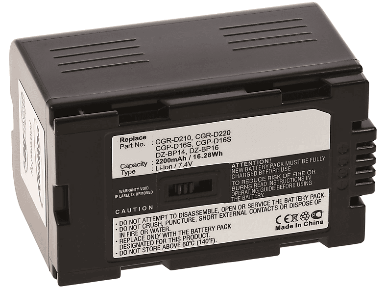 POWERY Akku für Panasonic NV-MX500 Li-Ion Akku, 7.4 Volt, 2200mAh